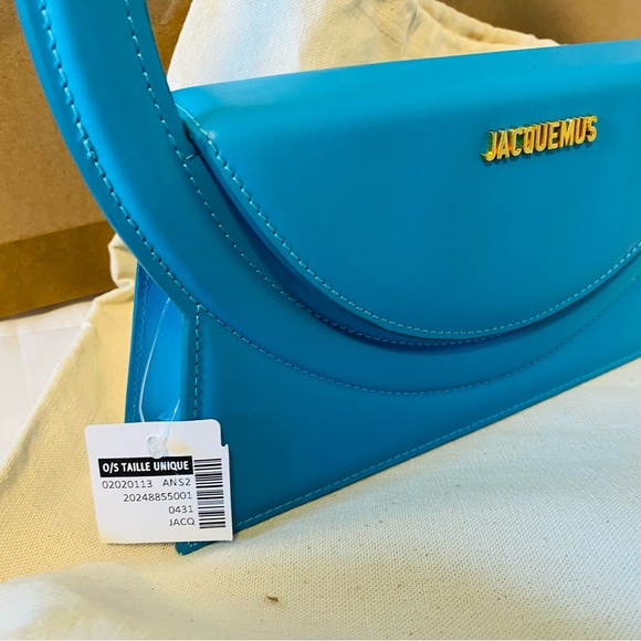 Jacquemus Le Grand Rond LARGE ROUND Blue Leather NWT Authentic - Picture 6 of 16